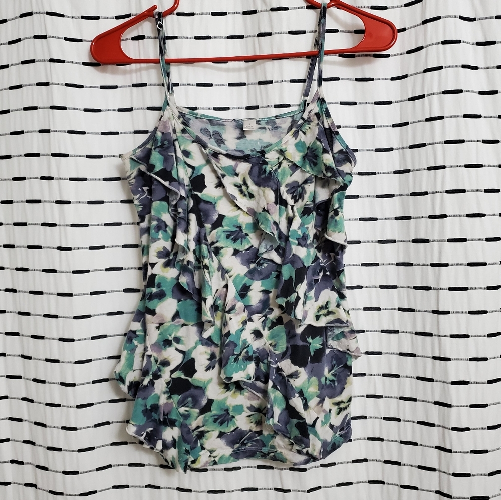 Floral Ruffle Front Tank Top